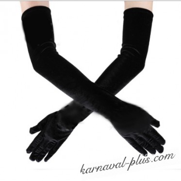 Перчатки велюр черные до локтя 50 см 